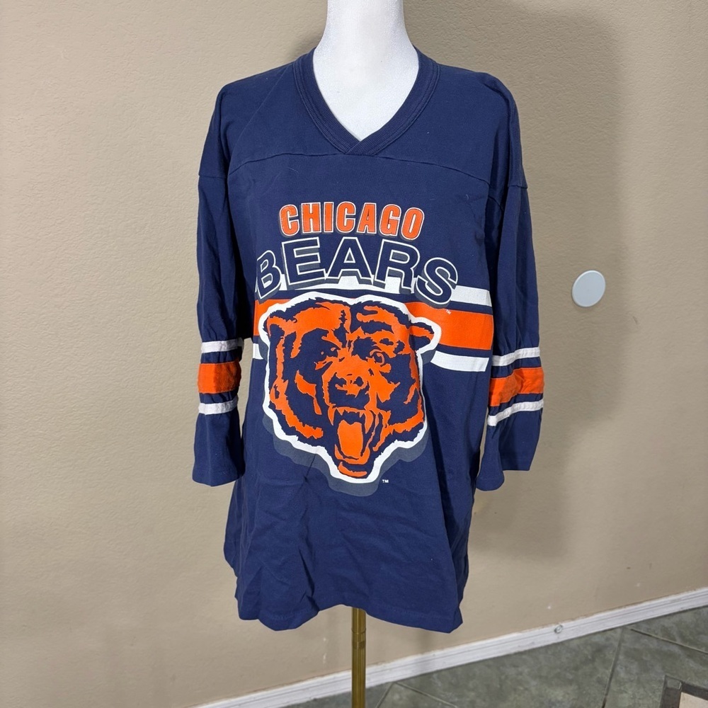 Vtg 96’Chicago Bears T Shirt Large USA Single Stitch Team Rated Navy Made in USA - Picture 9 of 10